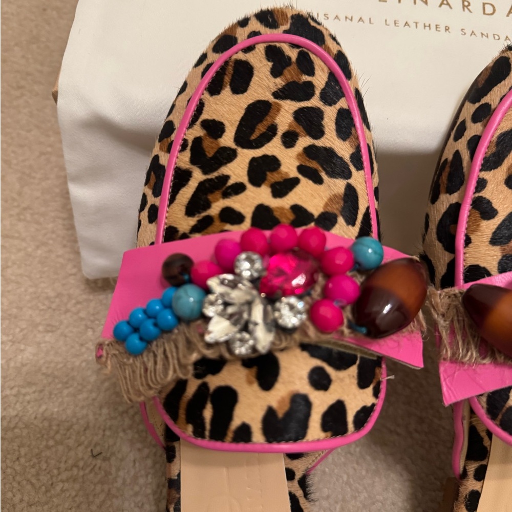 Vibrant Aline Leopard Print Flats with Pink and Blue Accents - Picture 3 of 9